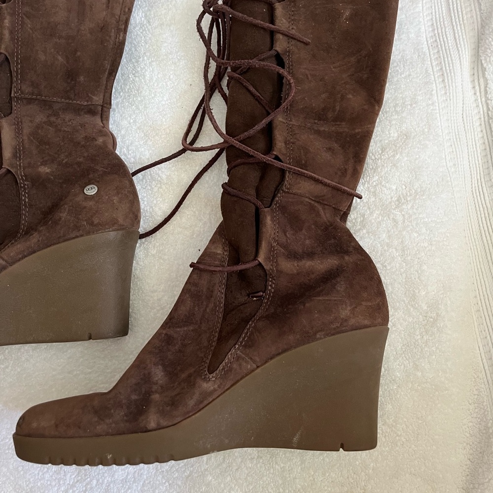 UGG wedge brown winter lace up boot